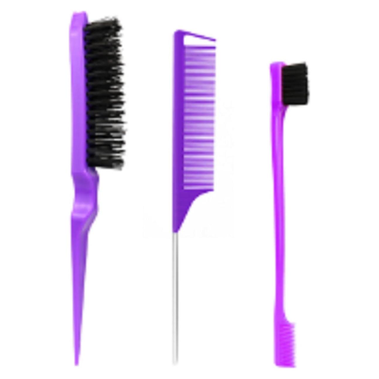 Juego de 3 Peines Morados - Peine Dientes Anchos y Cepillo Ventilado