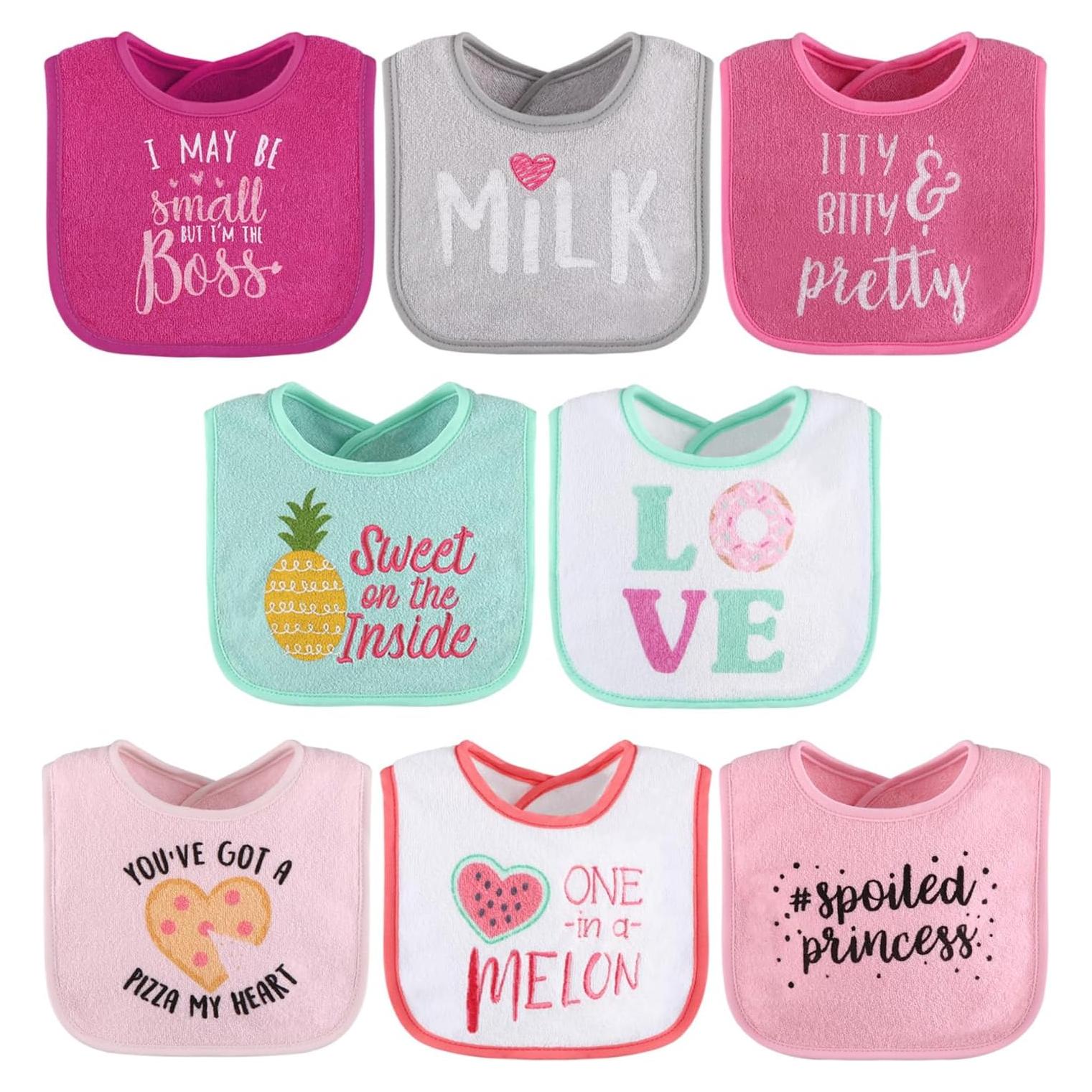 Conjunto de 8 Baberos de Terry The Peanutshell para Niña - Rosa