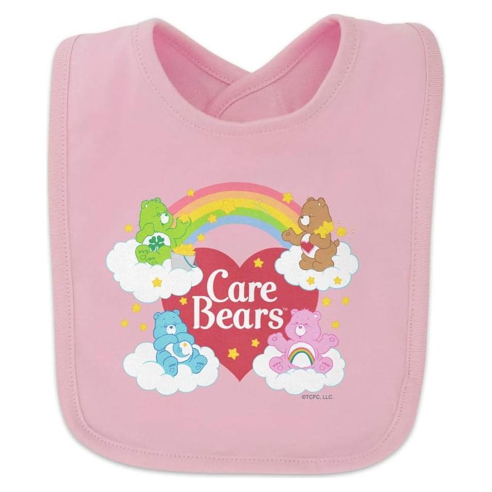 Babero de bebé Care Bears rosa 100% algodón con cierre