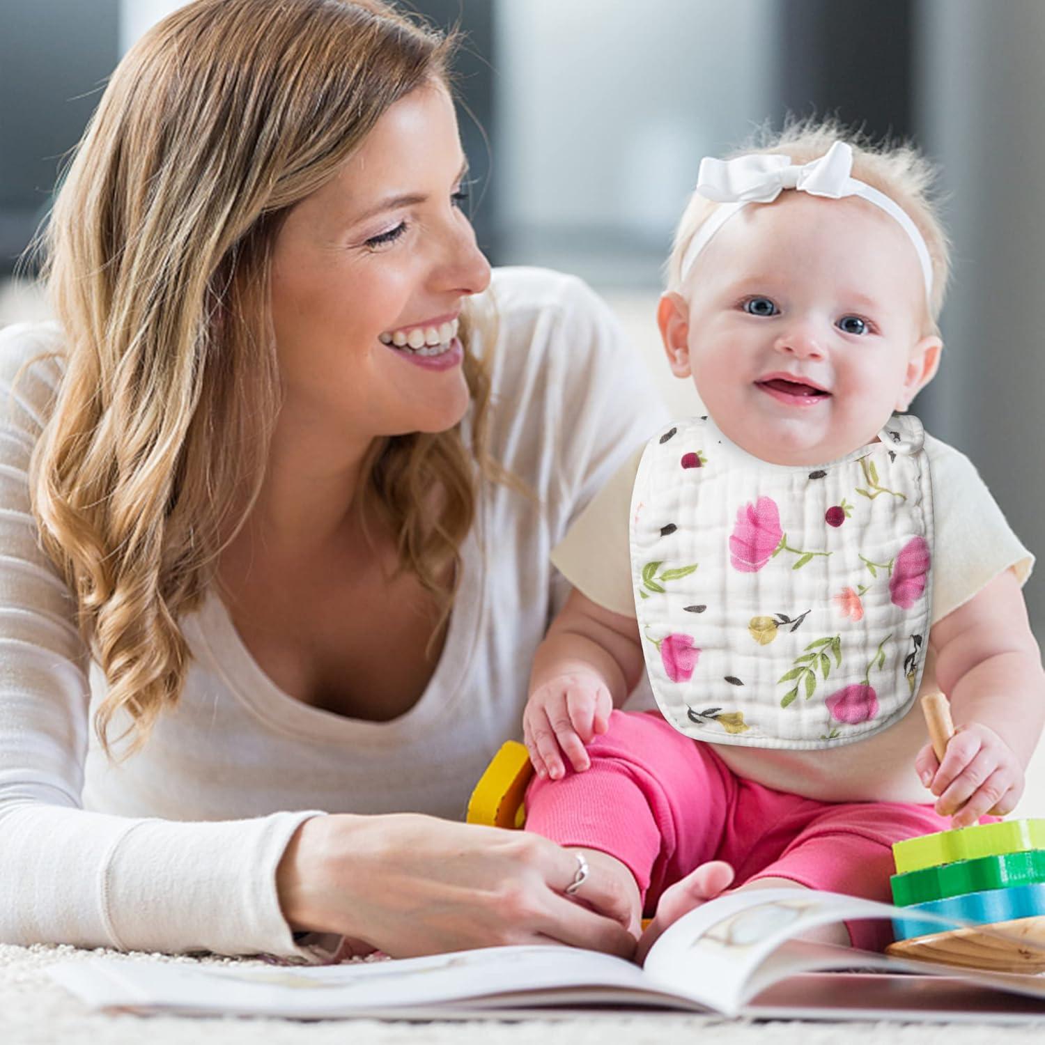 Baberos de Muselina de Algodón Zainpe 6 Piezas Ajustables
