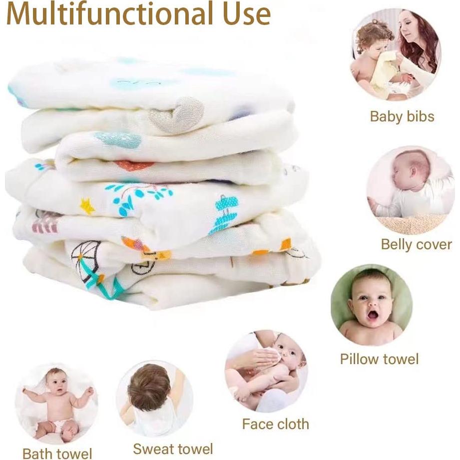 Paños de Eructo para Bebés Norinori 6 Pack 100% Algodón