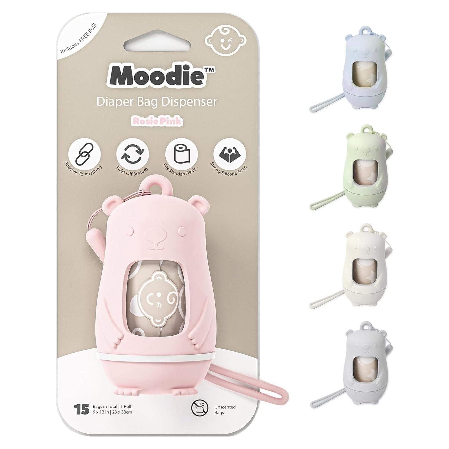 Dispensador de Bolsa de Pañales Moodie Oso de Peluche Rosado