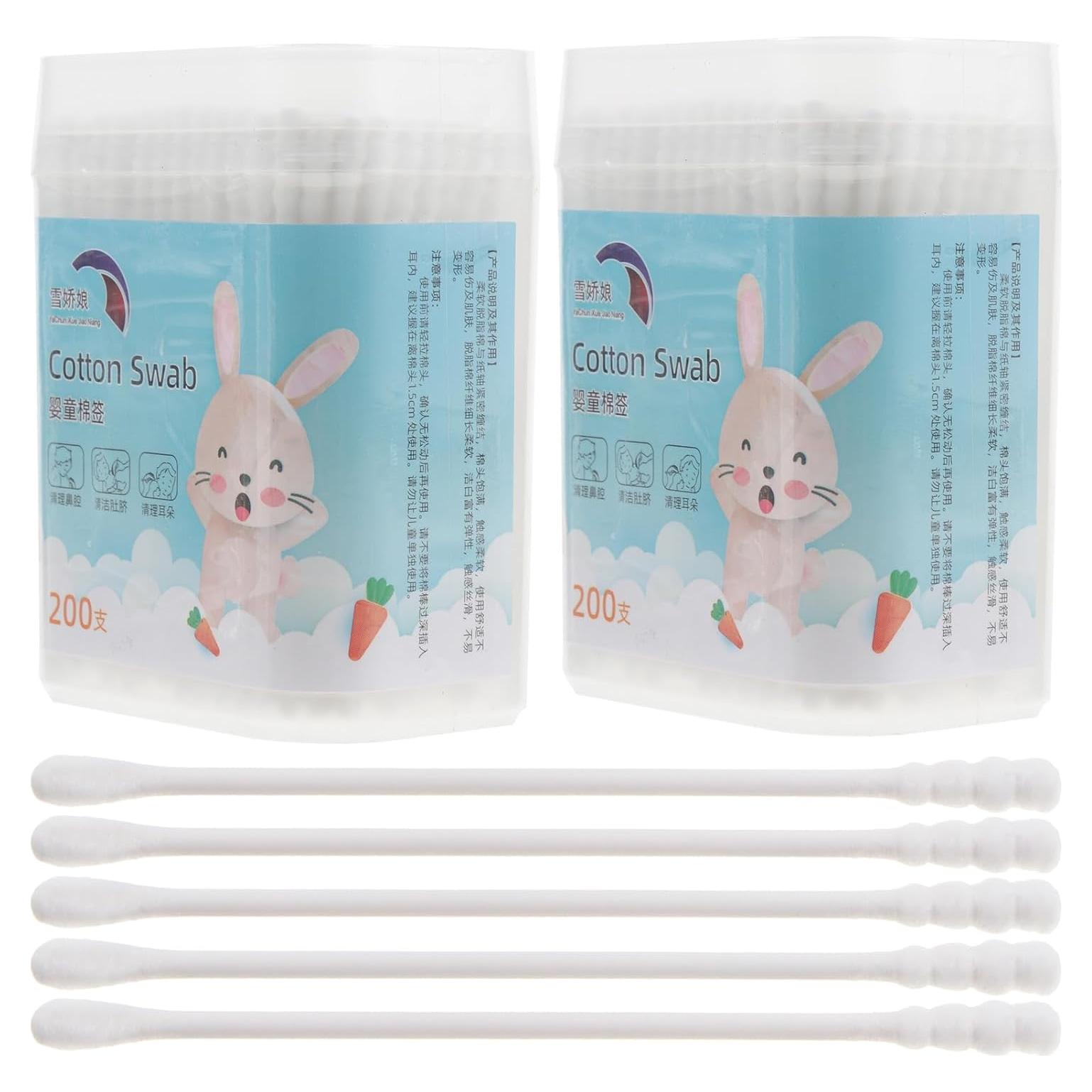 Bastones de Algodón NUOBESTY 400PCS Doble Punta para Bebés