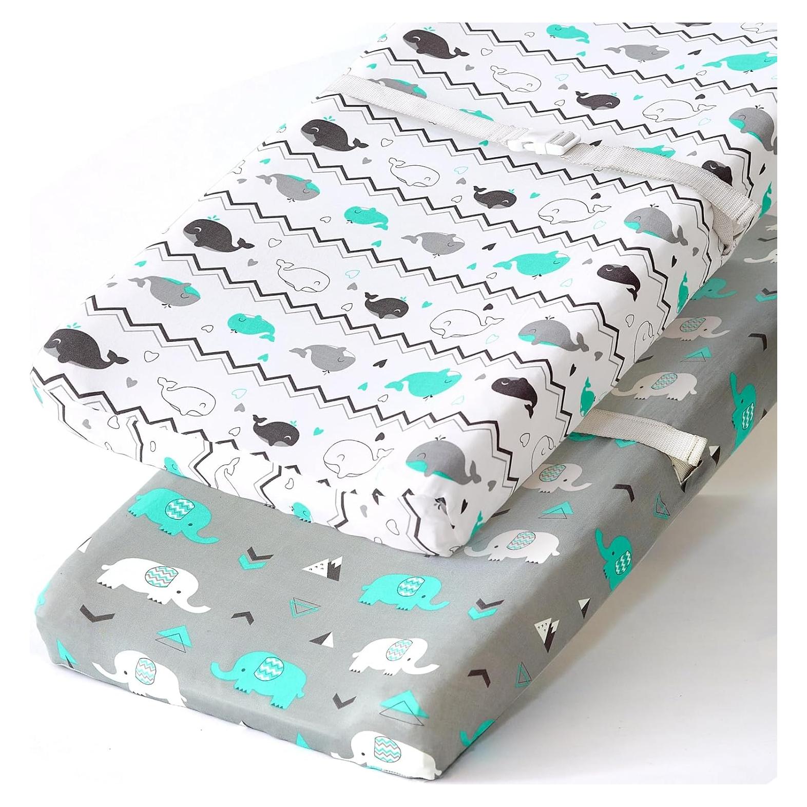 Fundas de Cambiador Elástico Brolex Elefante y Ballena 81x41cm