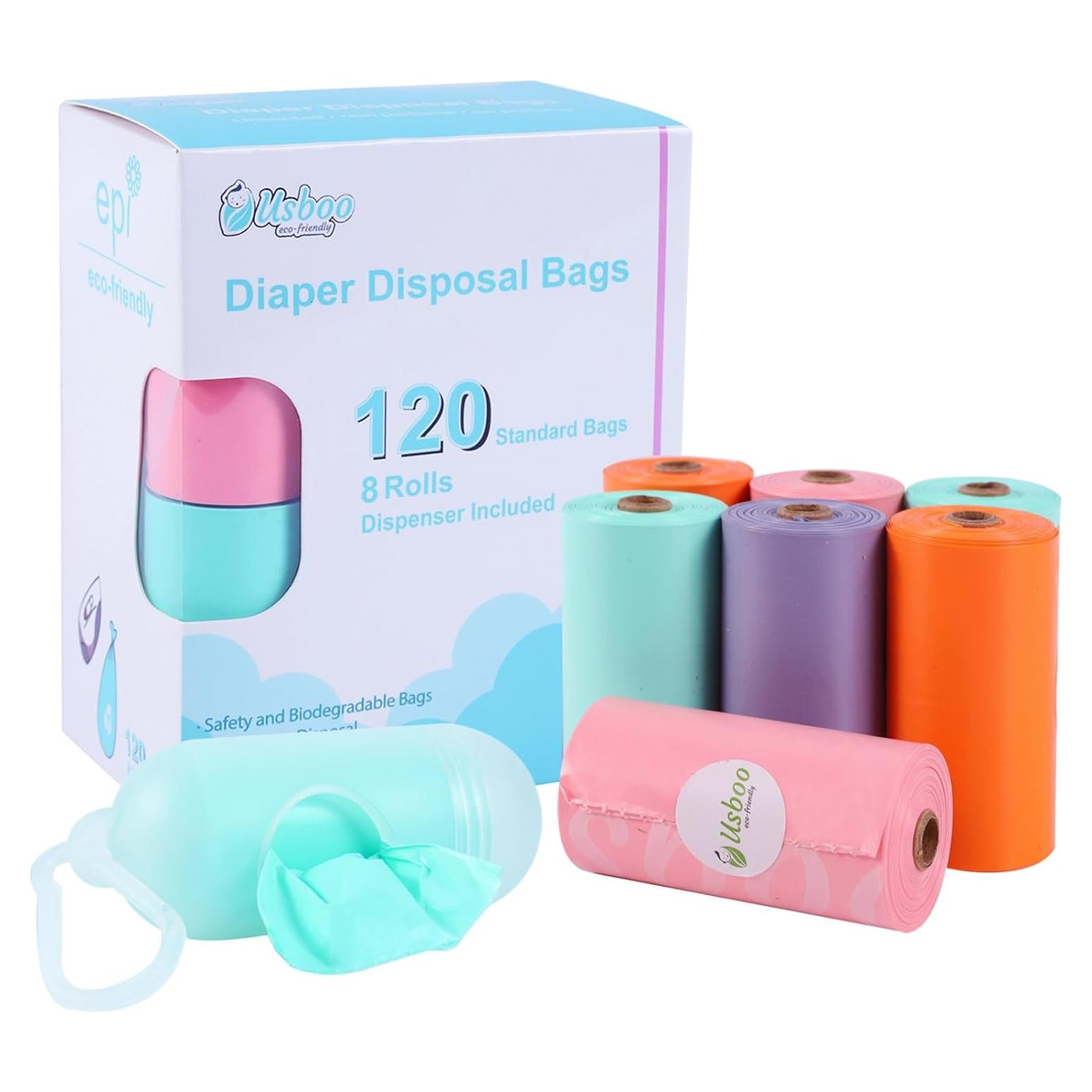 Bolsas Desechables para Pañales Usboo - 120 Unidades Arcoíris