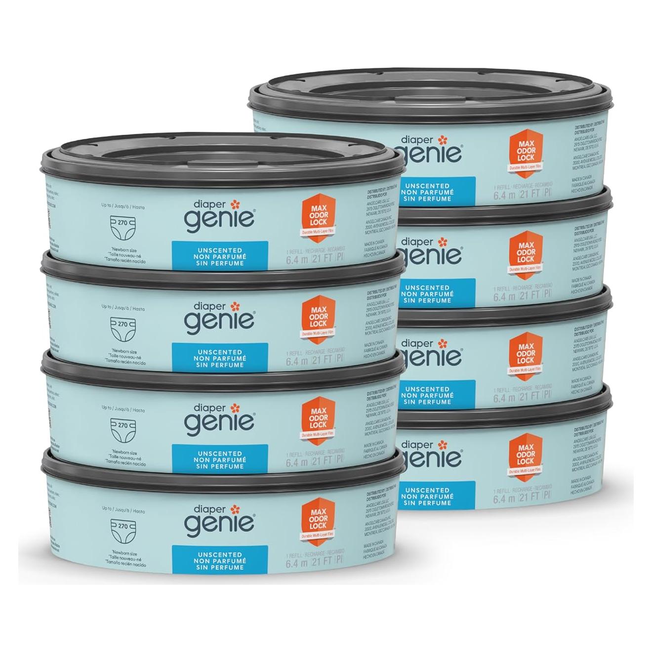 Recargas Diaper Genie 270 Pañales - Paquete de 8 - Max Odor Lock
