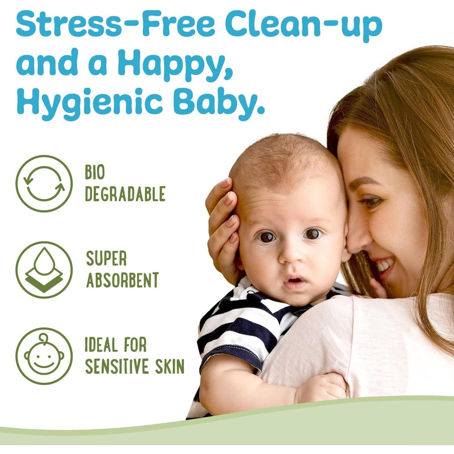 Toallitas Desechables de Algodón Peekapoo - 50 Unidades, Biodegradables, Suaves y Hipoalergénicas