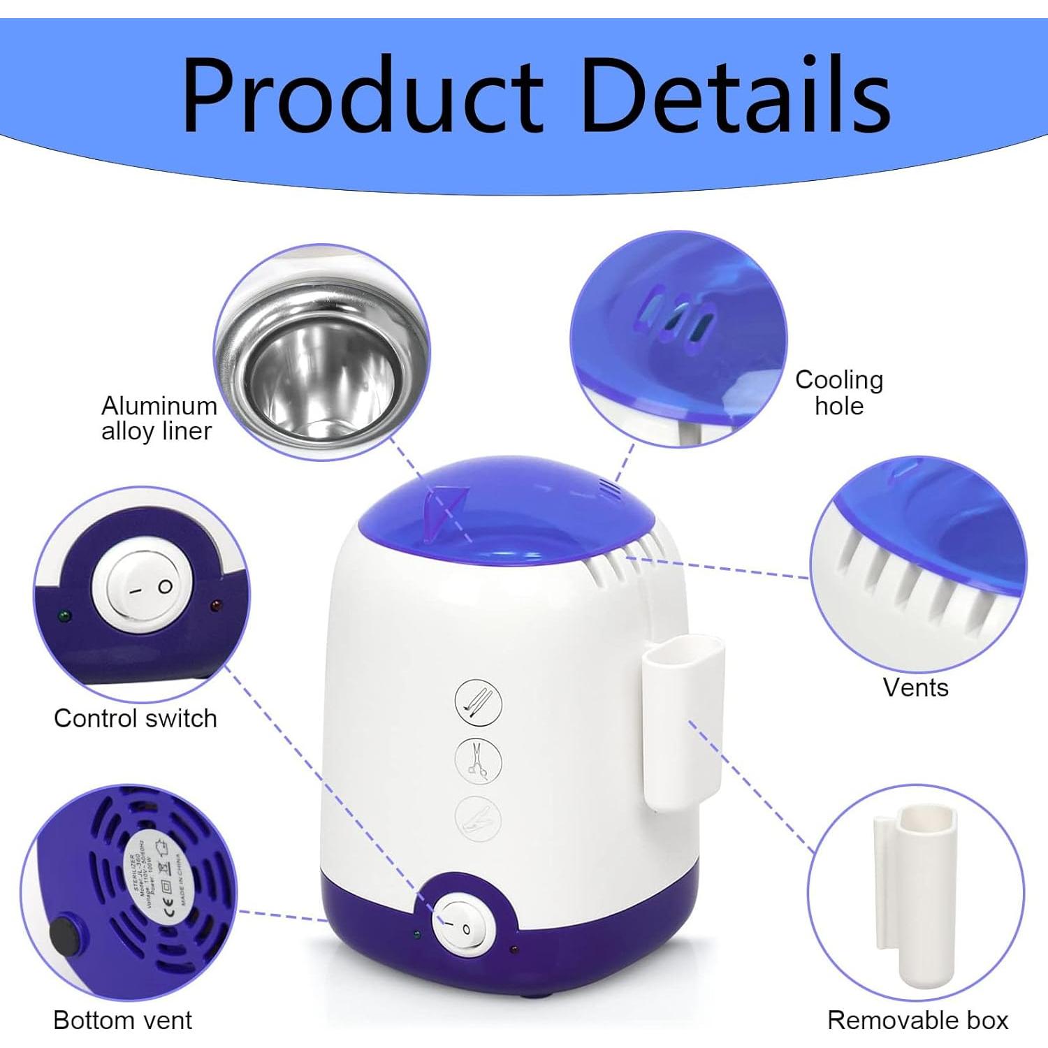 Esterilizador de Herramientas de Uñas GoLashFun Azul 185°C