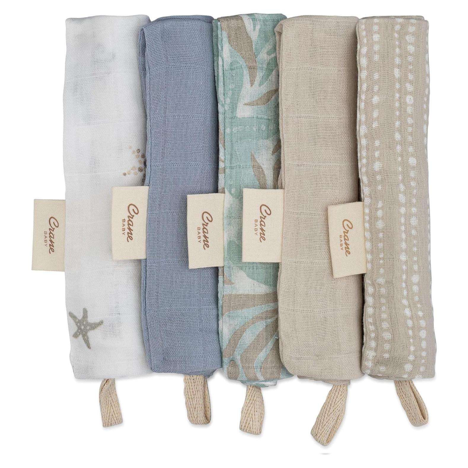 Juego de Paños de Baño Crane 100% Algodón Vida Marina 5 Pzas