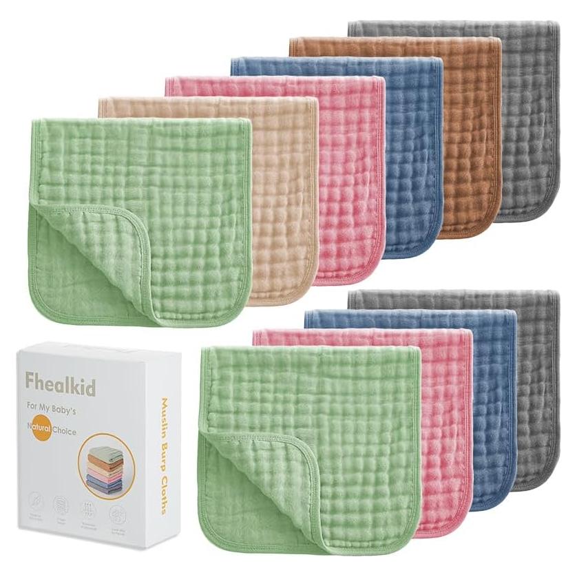Conjunto de Pañales de Muselina Fhealkid 100% Algodón 10 Piezas 56x25cm