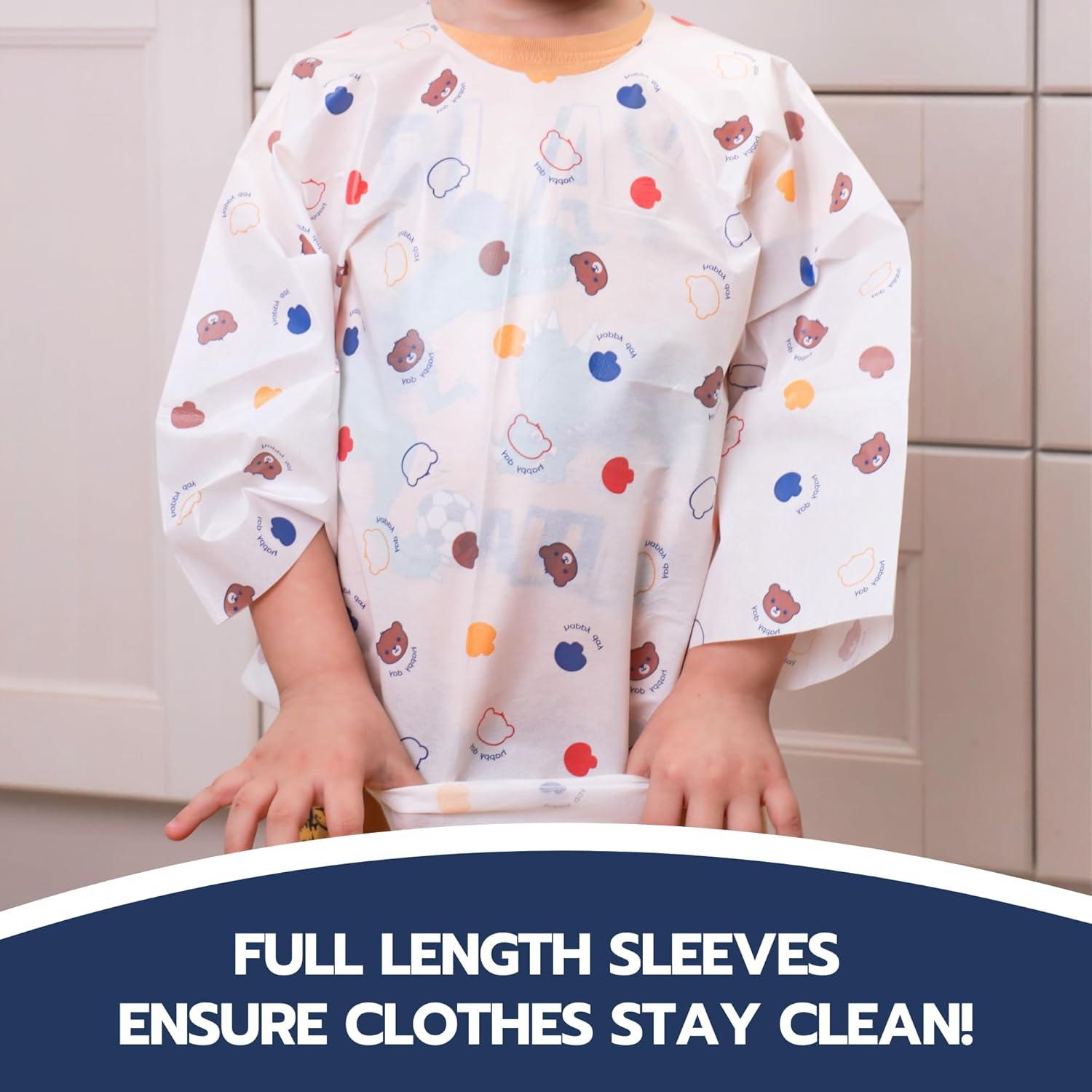 Baberos Desechables Eli con Amor - Manga Larga Oso Dormilón, 10 Unidades