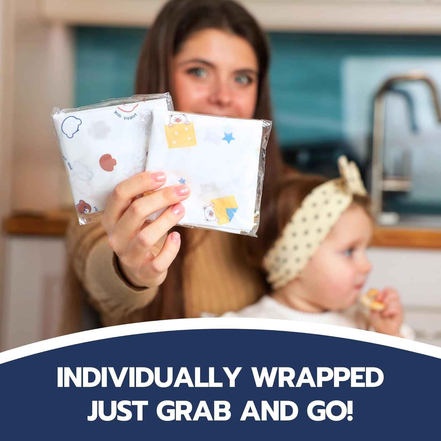 Baberos Desechables Eli con Amor - Manga Larga Oso Dormilón, 10 Unidades