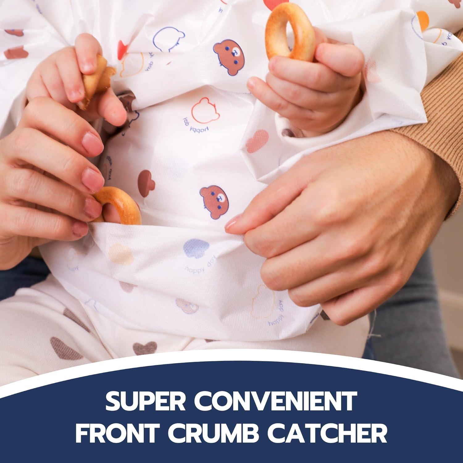 Baberos Desechables Eli con Amor - Manga Larga Oso Dormilón, 10 Unidades