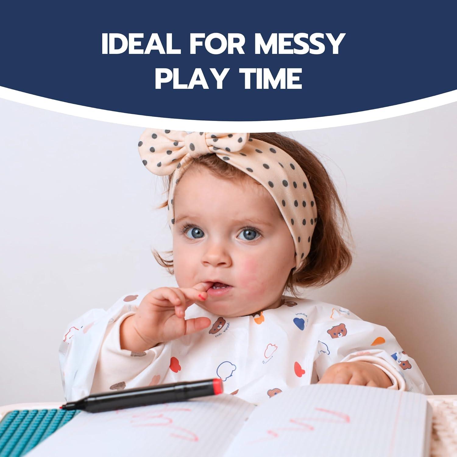 Baberos Desechables Eli con Amor - Manga Larga Oso Dormilón, 10 Unidades