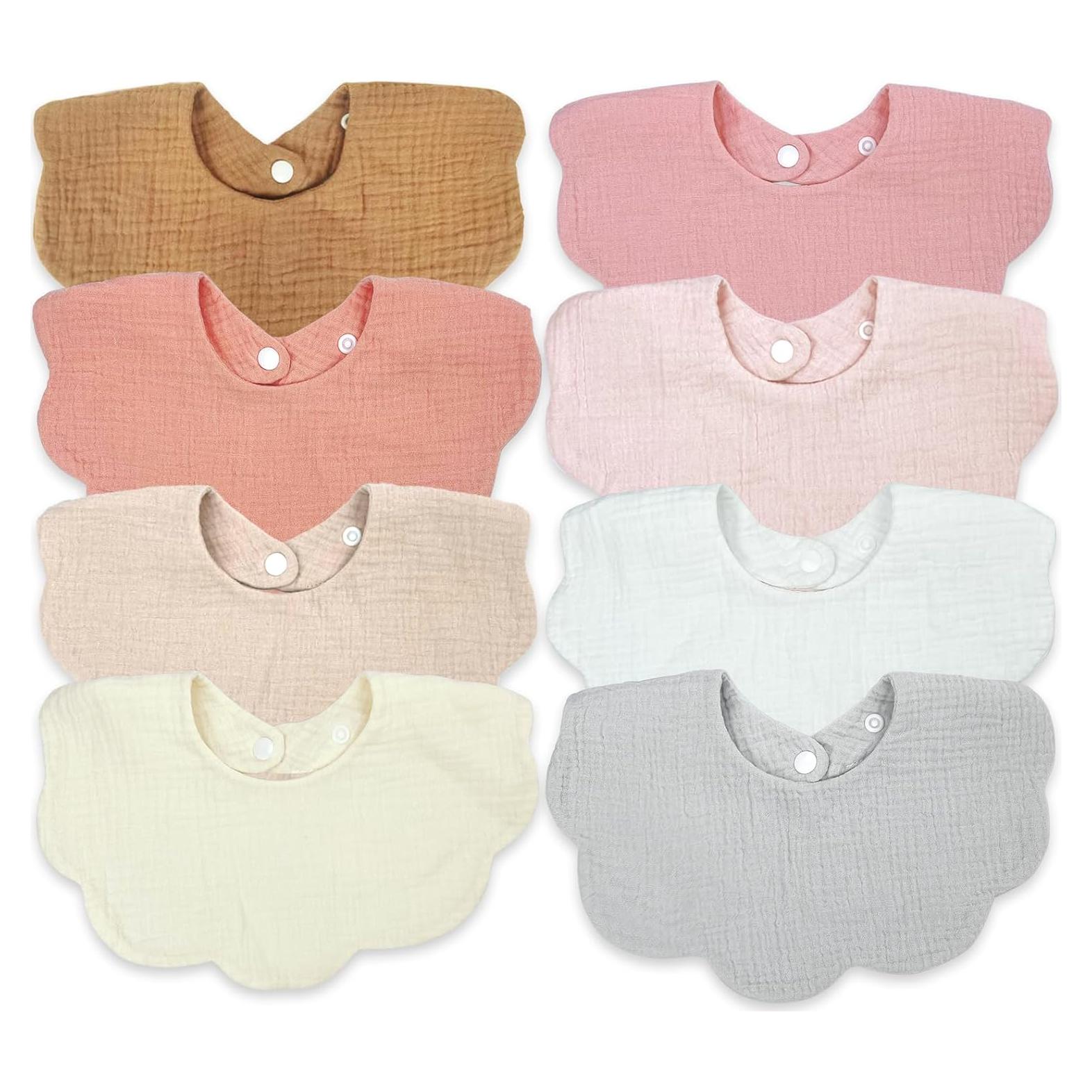 Baberos de Muselina EllieHouse 100% Algodón Paquete de 8