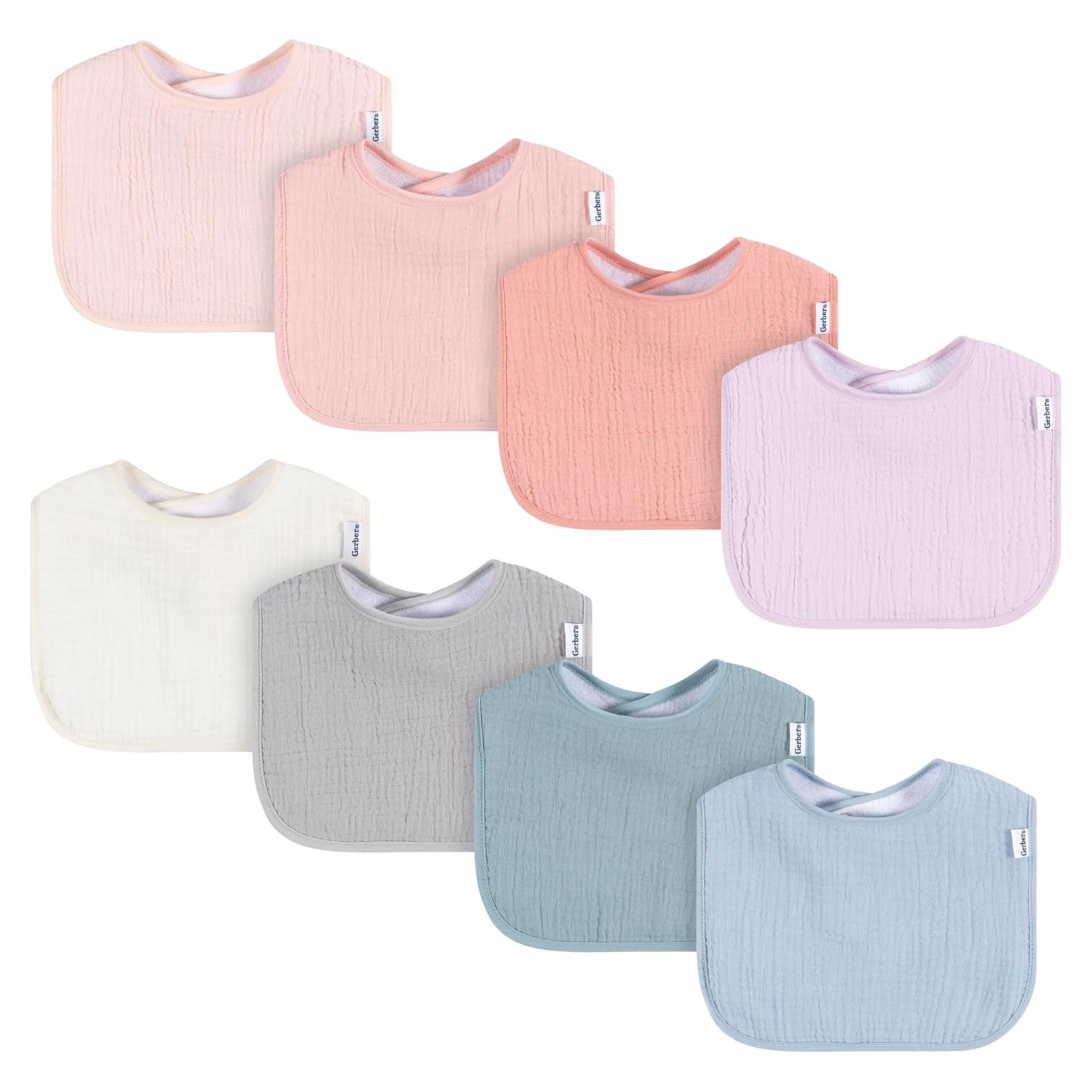 Baberos de Muselina Gerber Pack de 8 para Bebé Unisex