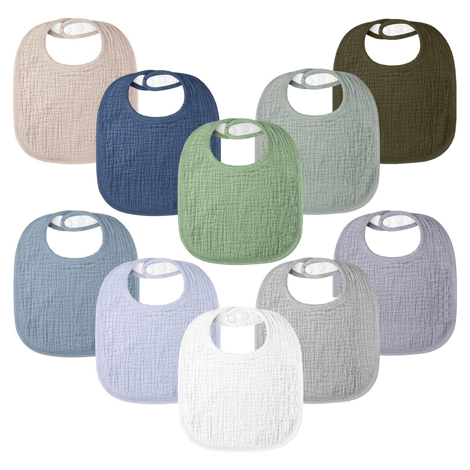 Baberos de Muselina Bearmoss 100% Algodón Paquete 10 Unisex