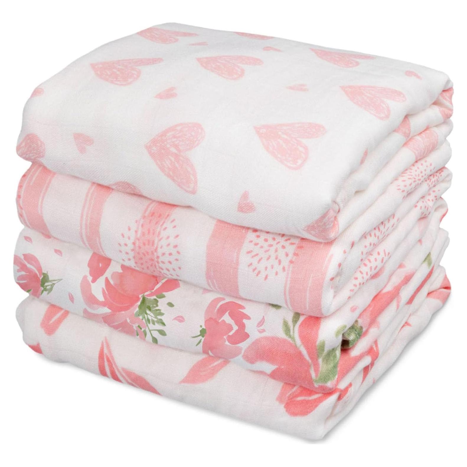 Mantas de Muselina GLLQUEN BABY 4-Pack 101.6x88.9cm Floral