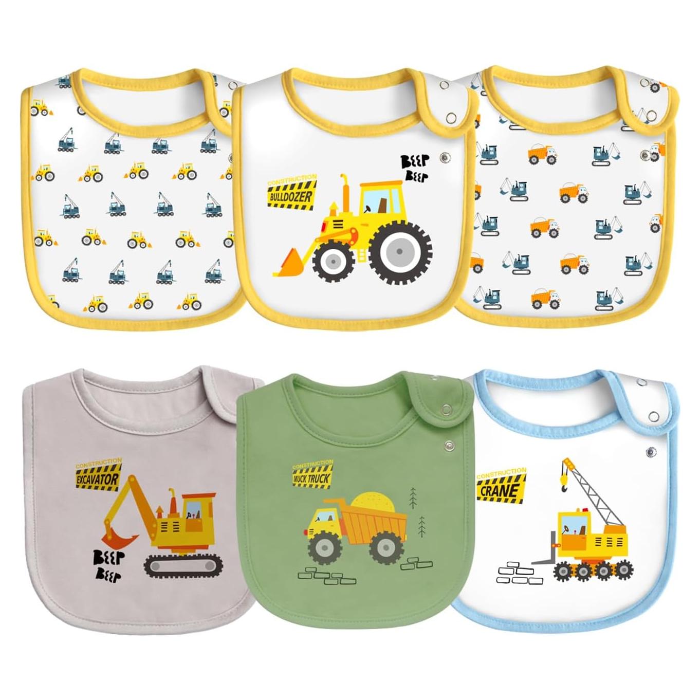 Maiwa Paquete de 6 Baberos Impermeables de Algodón para Bebés