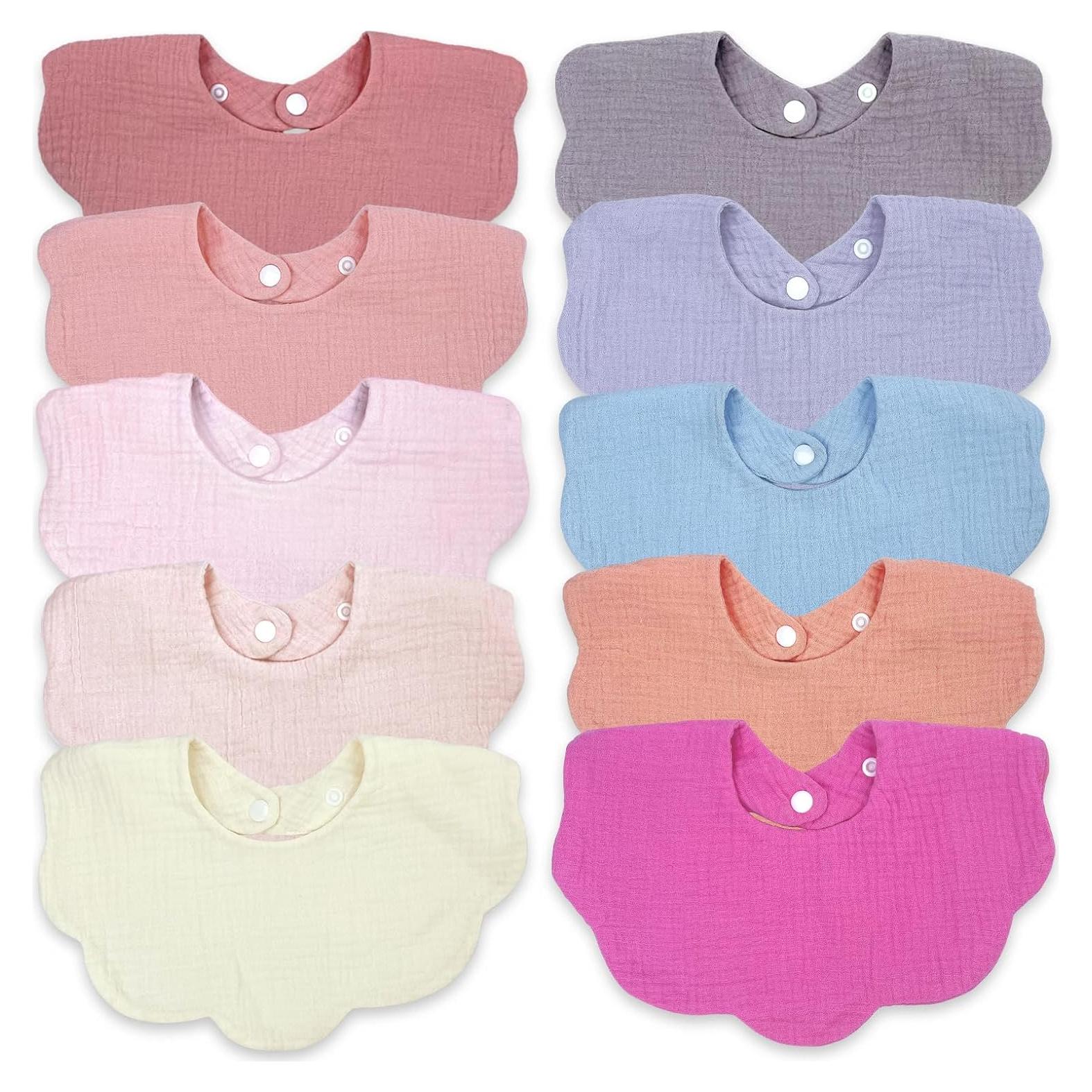 Baberos de Muselina 100% Algodón EllieHouse 10 Pack Bebé