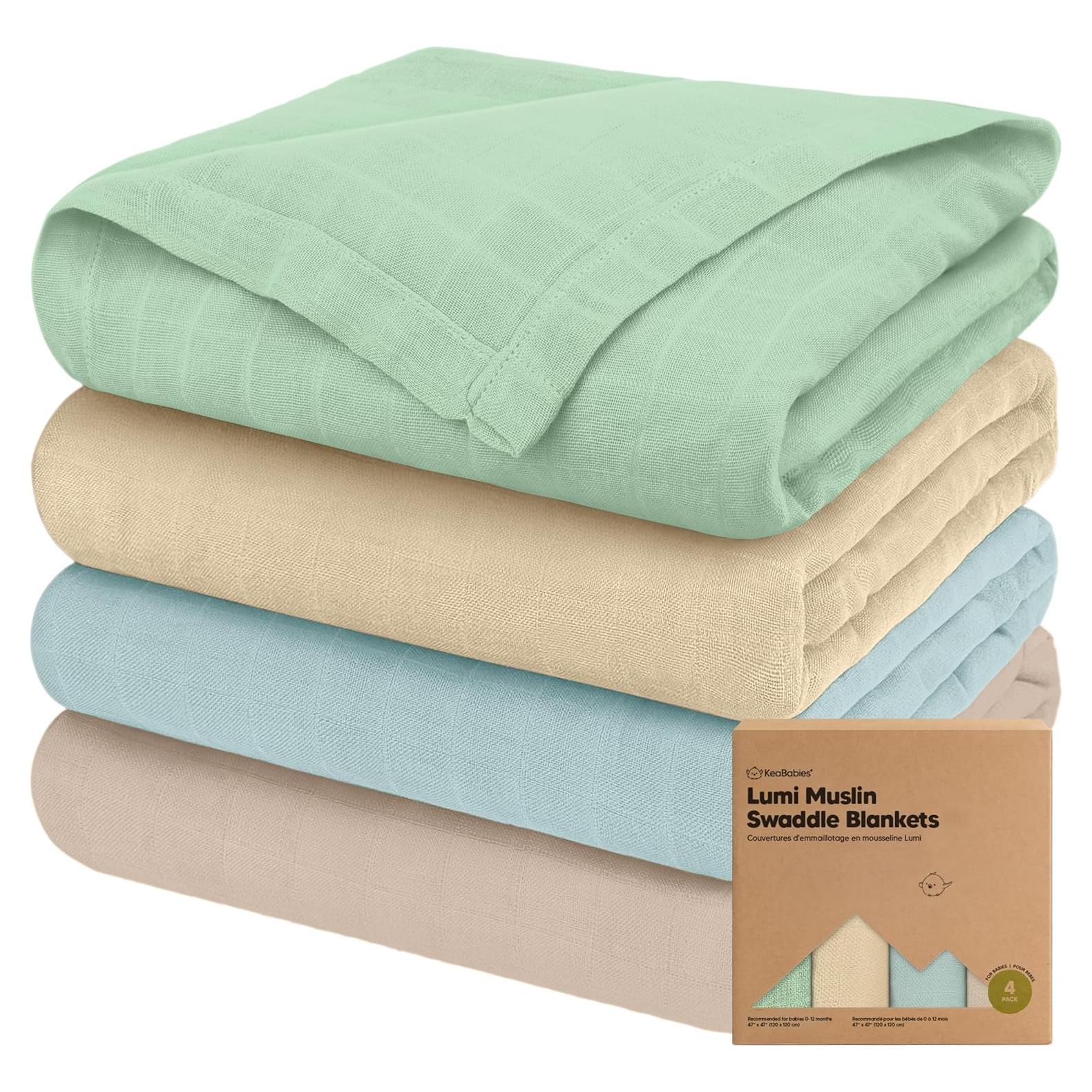Paquete de 4 mantas de muselina orgánica KeaBabies Mirage