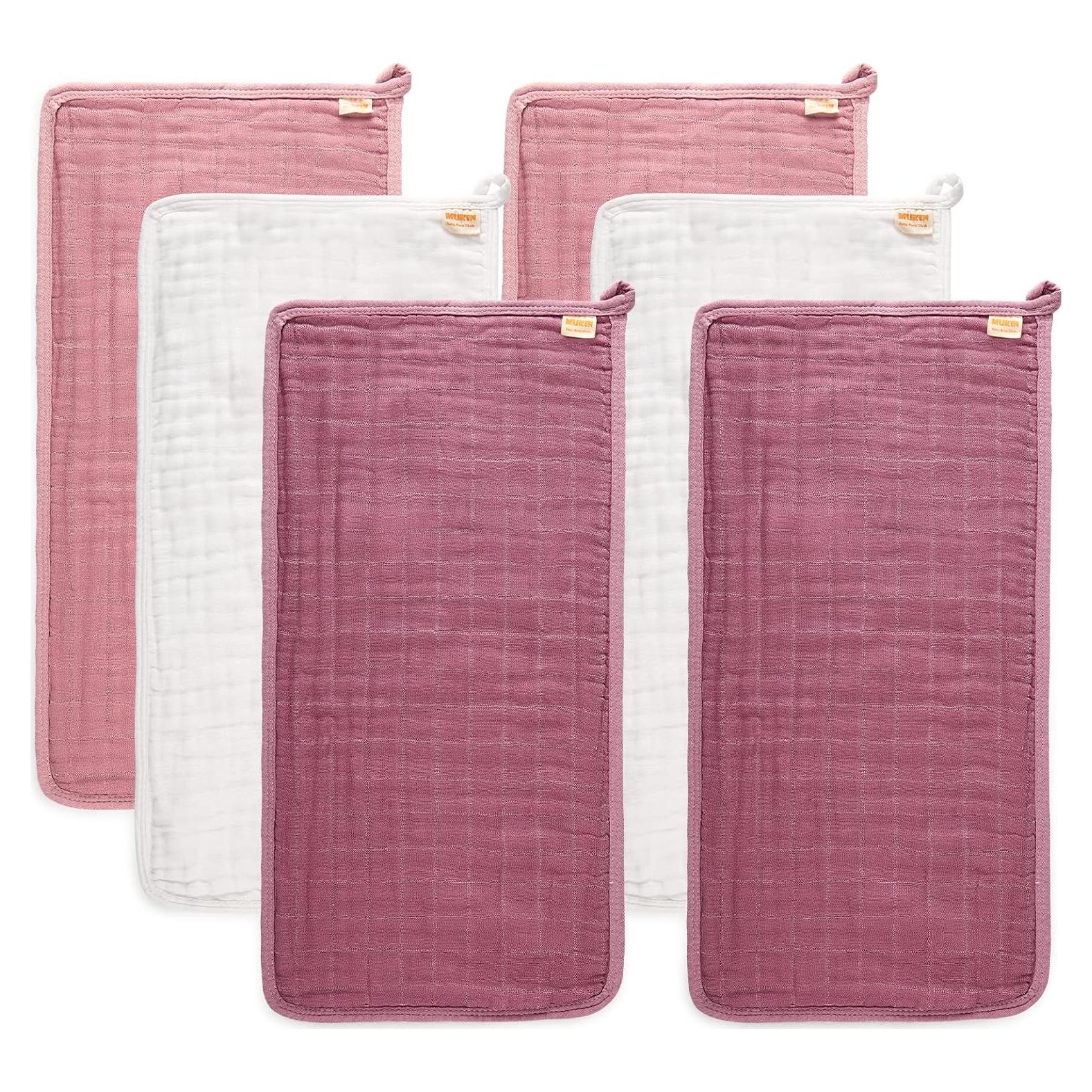 Pañales de Algodón Suave MUKIN 50.8x25.4cm Rosa - 6 Unidades