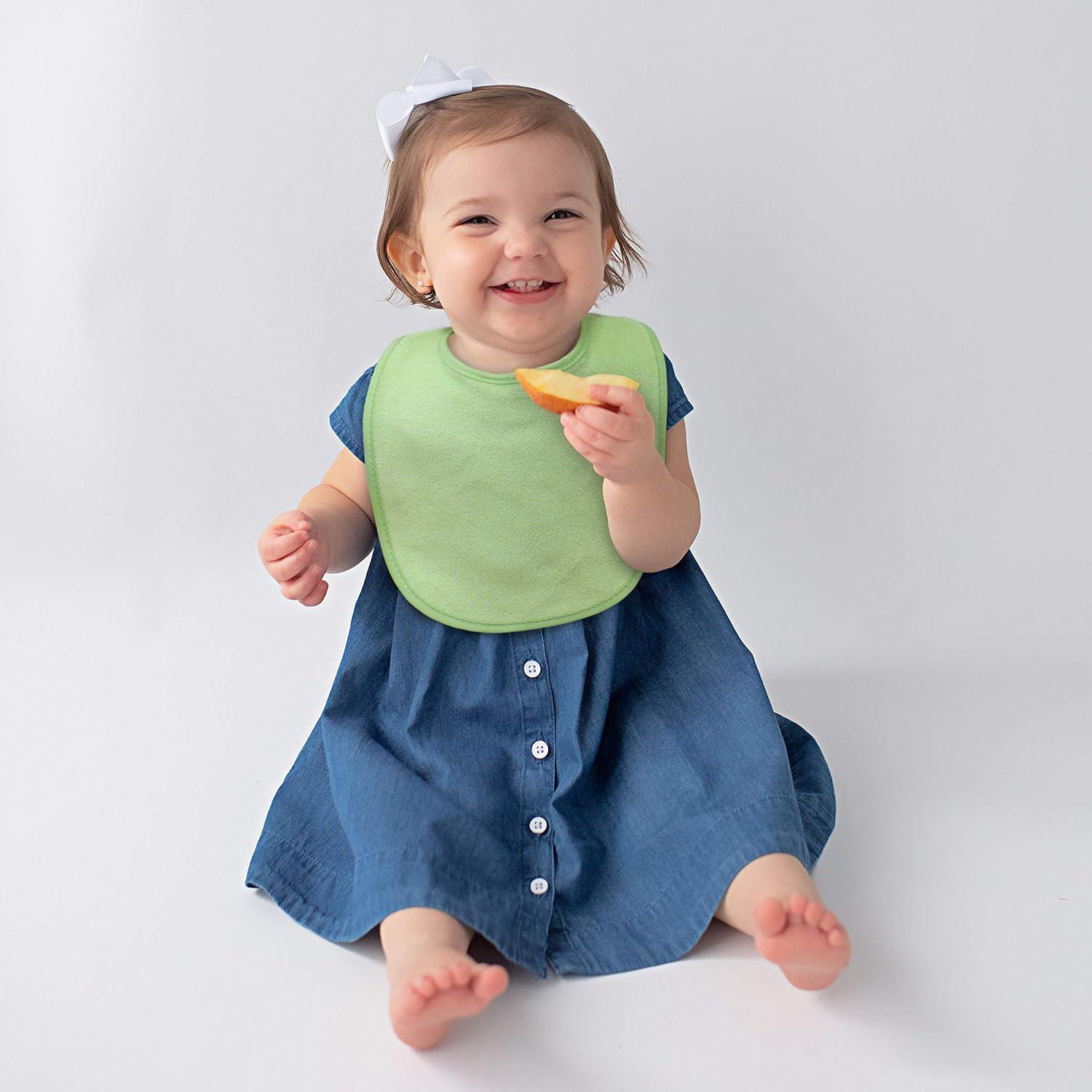 Neat Solutions 8 Pack Multi-Color Solid Knit Terry Feeder Bib, Girl, 8 Count