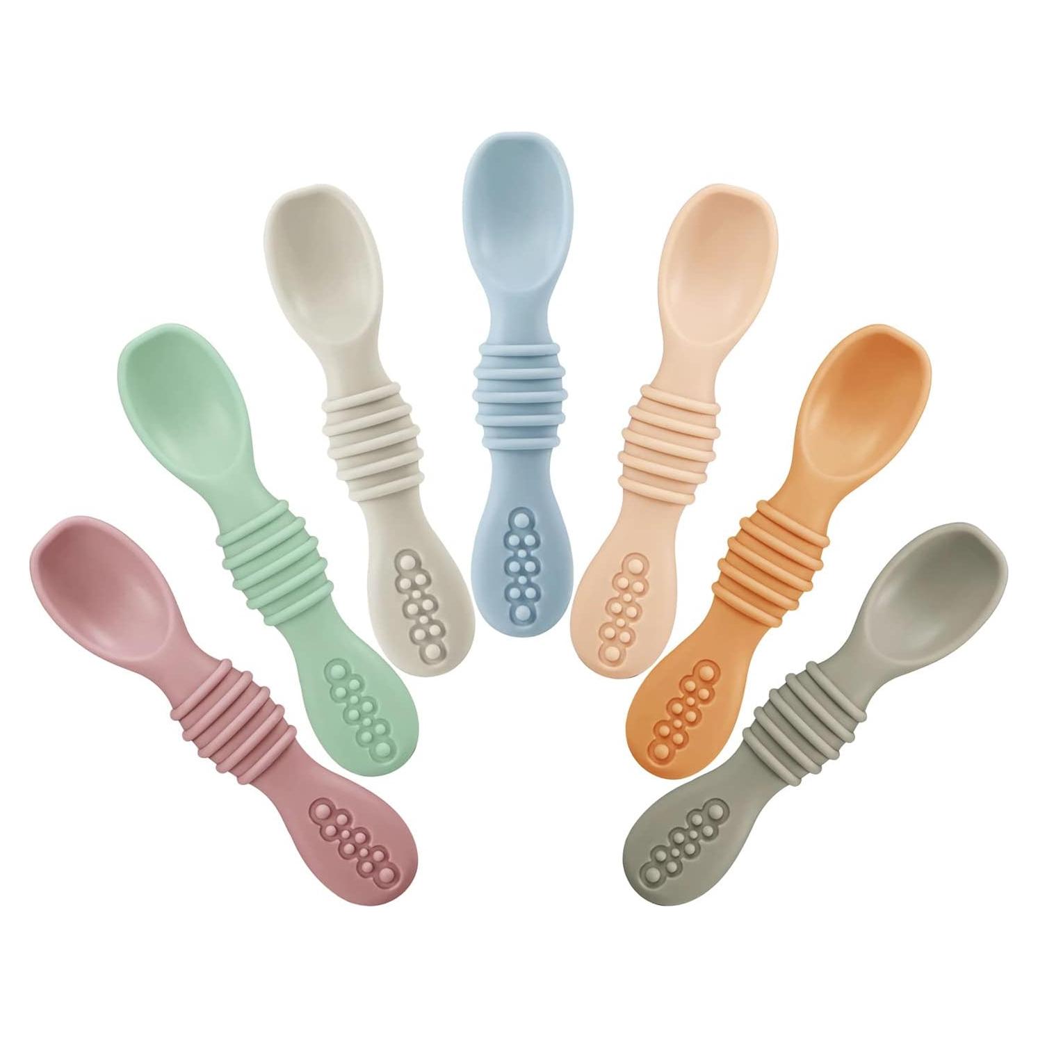 Set de 7 Cucharas de Silicona para Bebés PandaEar - Seguras y Ergonómicas