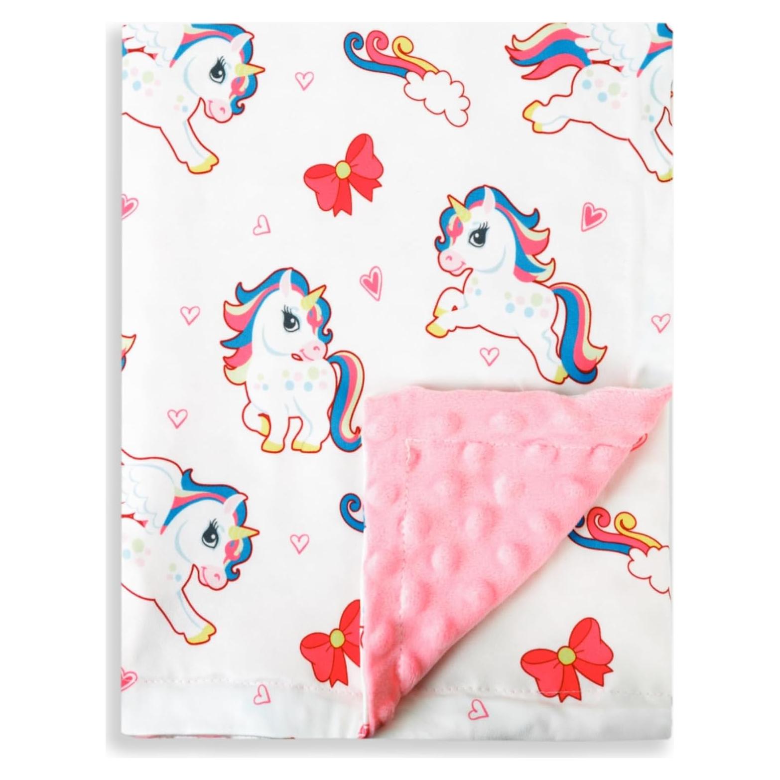 Manta de Bebé Niña FIGEPO Doble Capa Suave 76x102 cm Unicornio