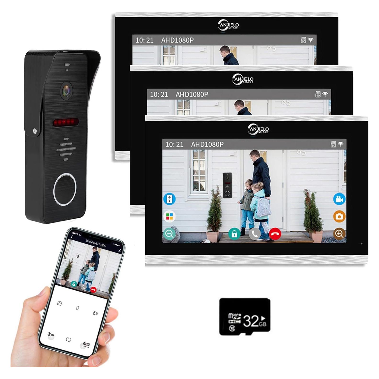 Intercomunicador de Video Anjielo 10" HD 1080P 1 Timbre 3 Monitores