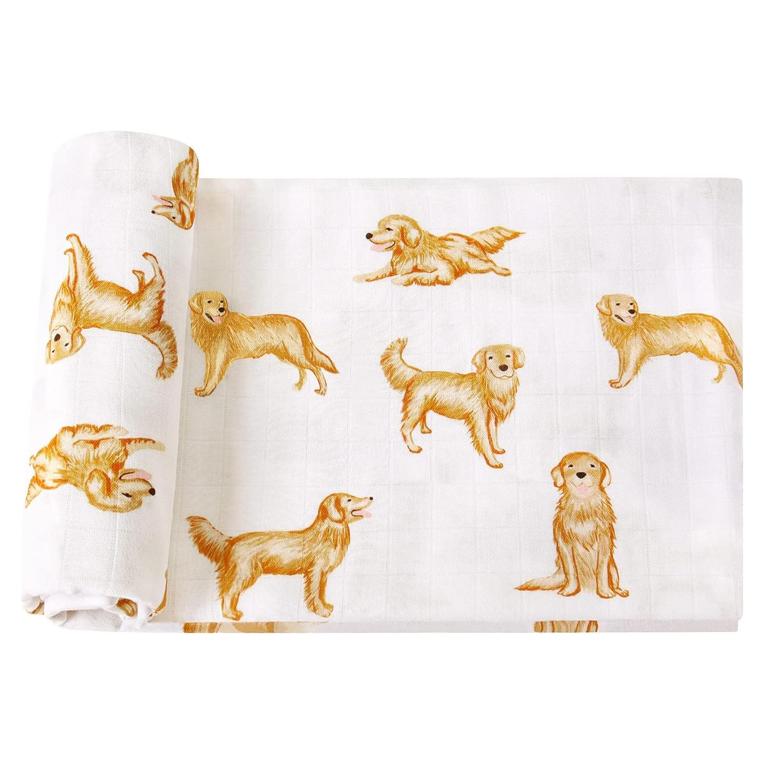 Manta de Muselina LifeTree Golden Retriever 120x120 cm Suave