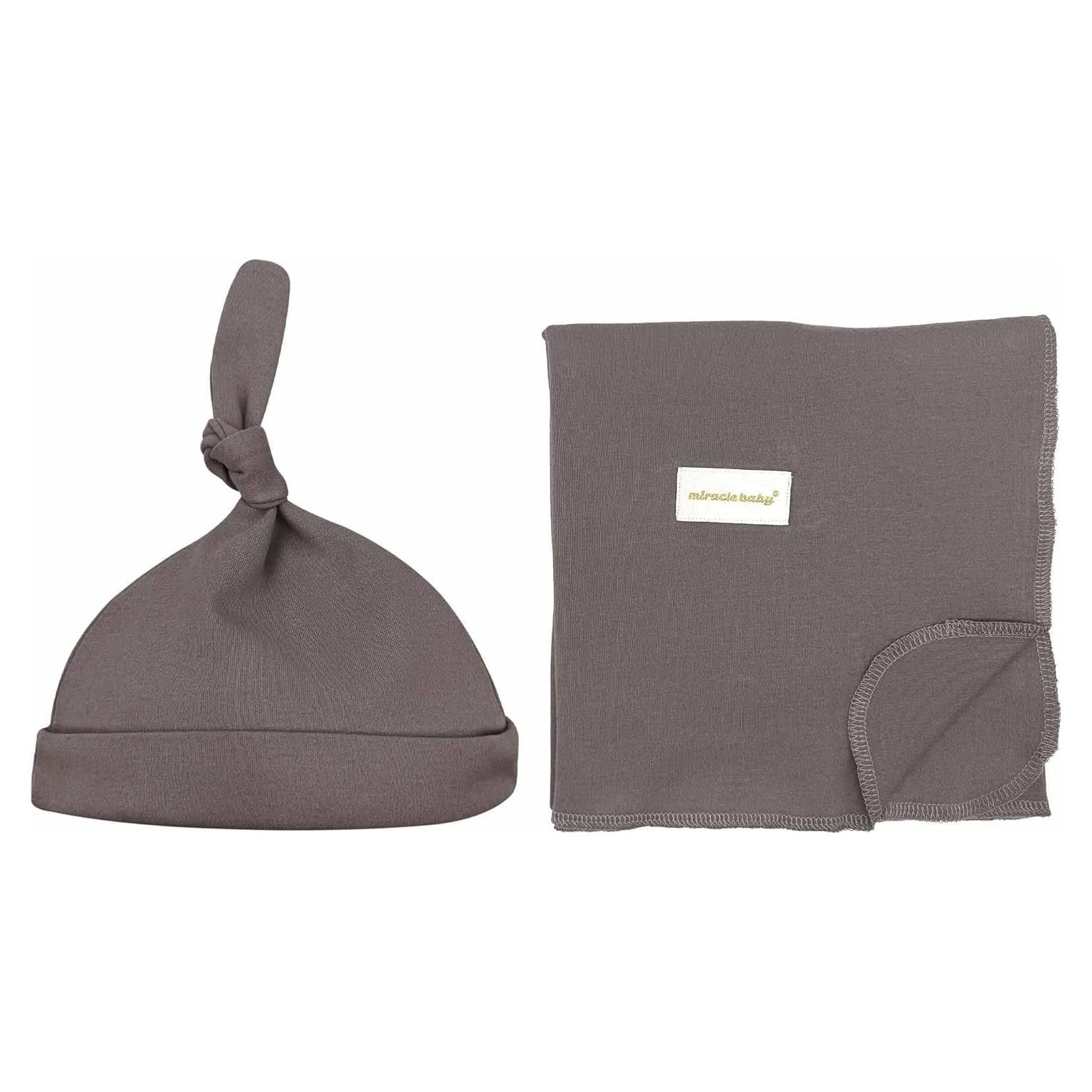 Manta de Envueltos 100% Algodón Miracle Baby + Sombrero Gris