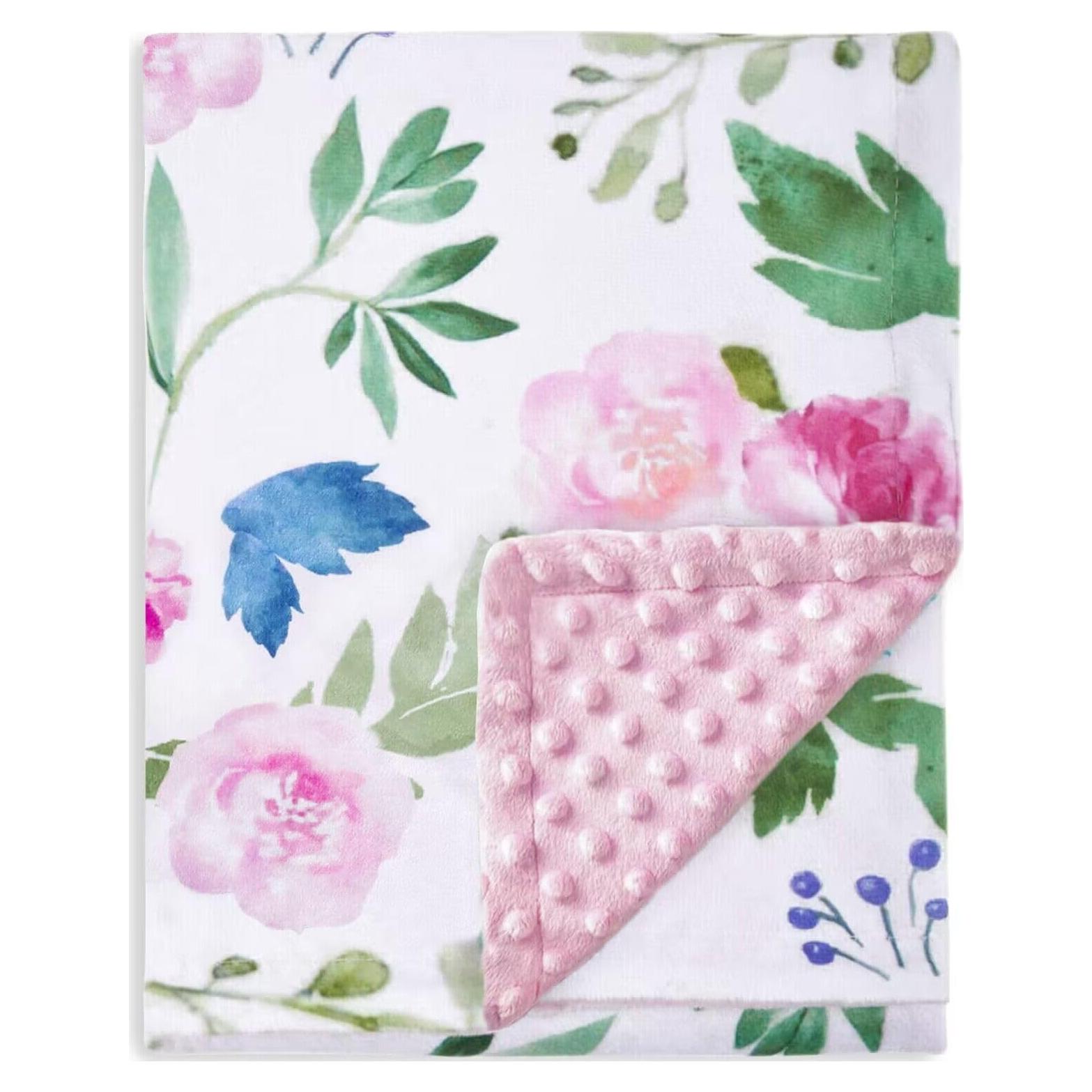 Manta para Bebés HOMRITAR Rosa Floral 75 x 100 cm Suave