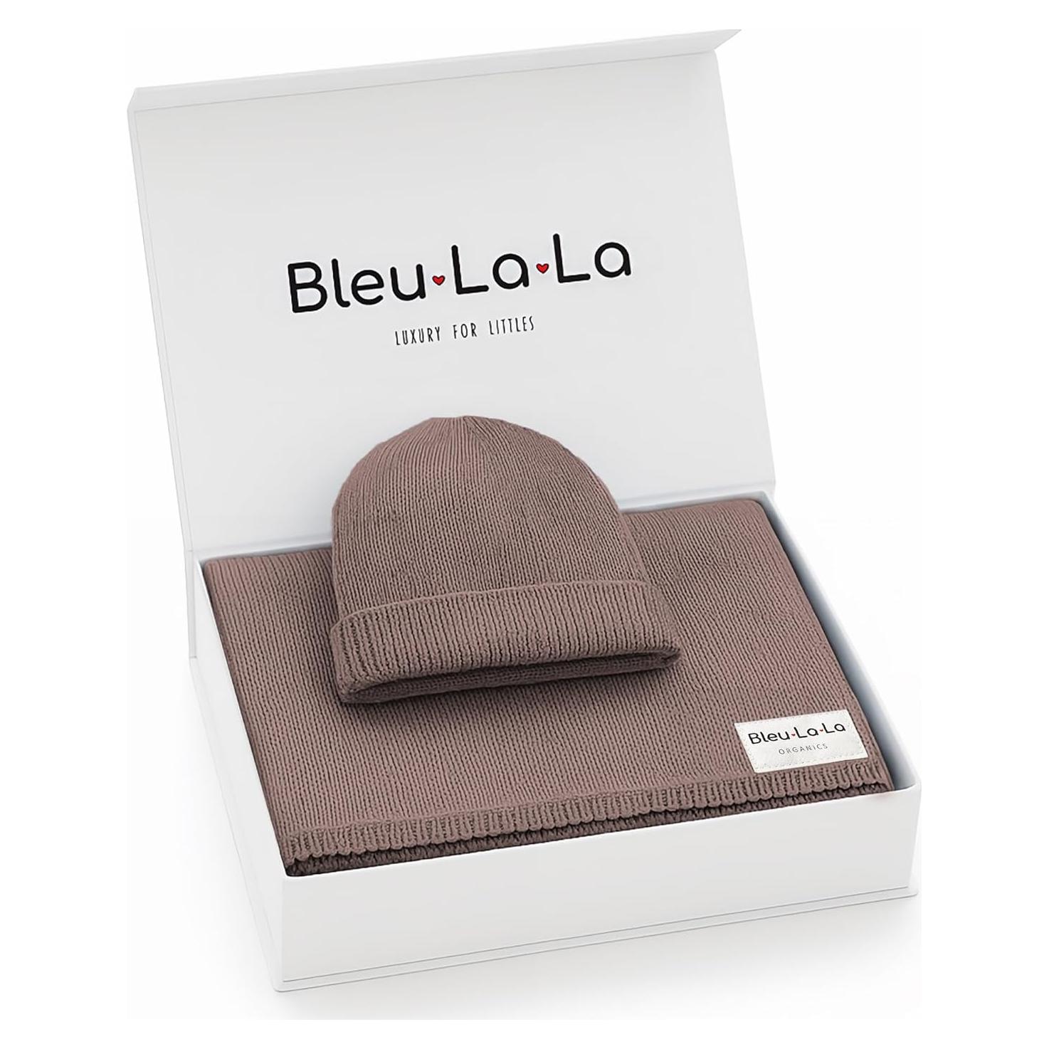 Manta de Punto Orgánico Luxe Bleu La La + Sombrero Bebé