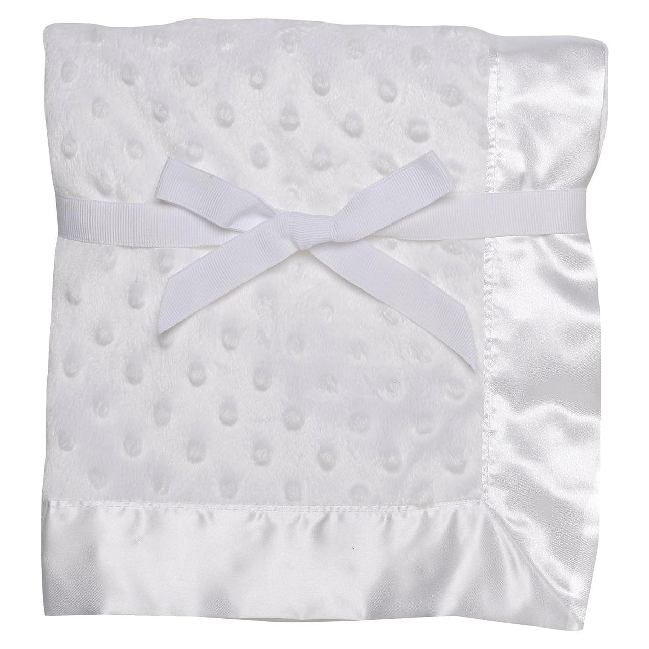Manta Texturizada Baby Starters Blanca 76x102 cm con Ribete Satén