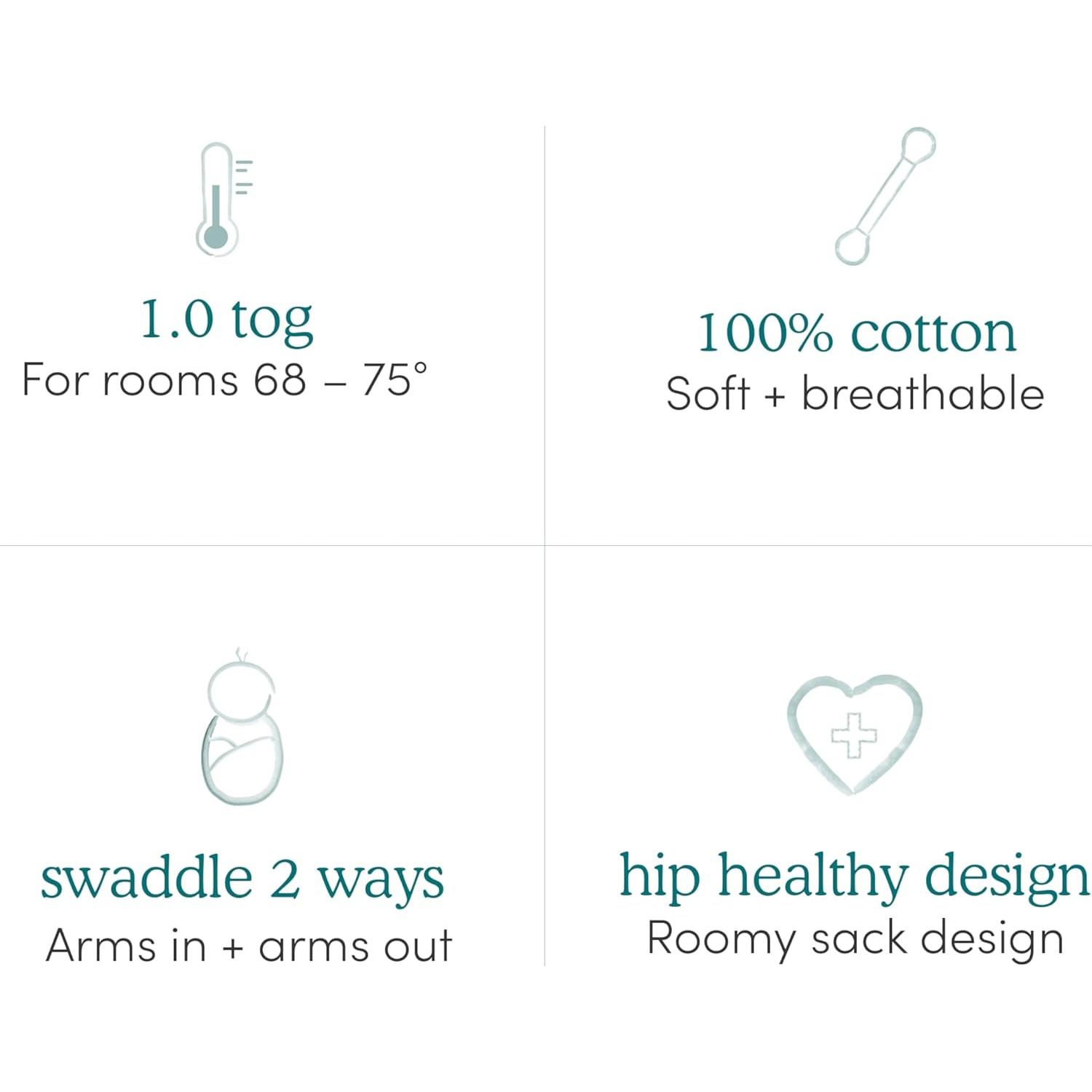 Envoltura Fácil Algodón Aden + Anais 3 Unidades Animales 0-3 Meses