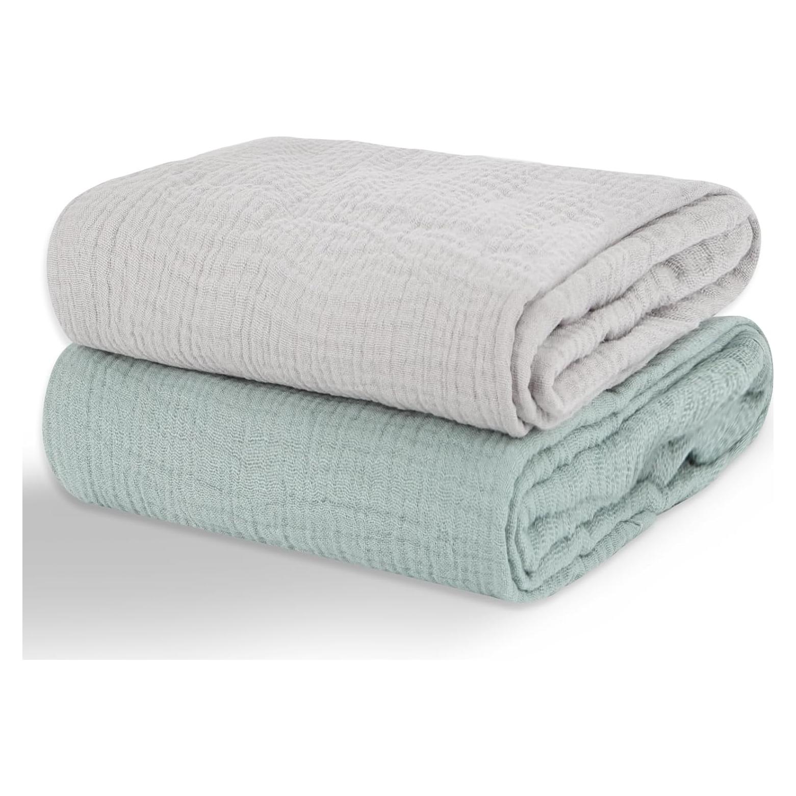 Mantas de Muselina 100% Algodón Synrroe - Paquete de 2, 101.6x101.6 cm