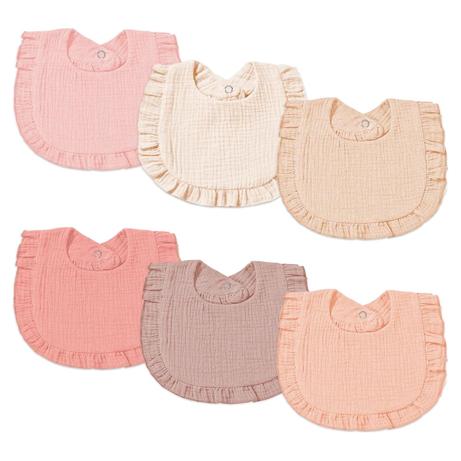 6 Baberos de Muselina para Bebés Unisex - Algodón Rosa Dulce