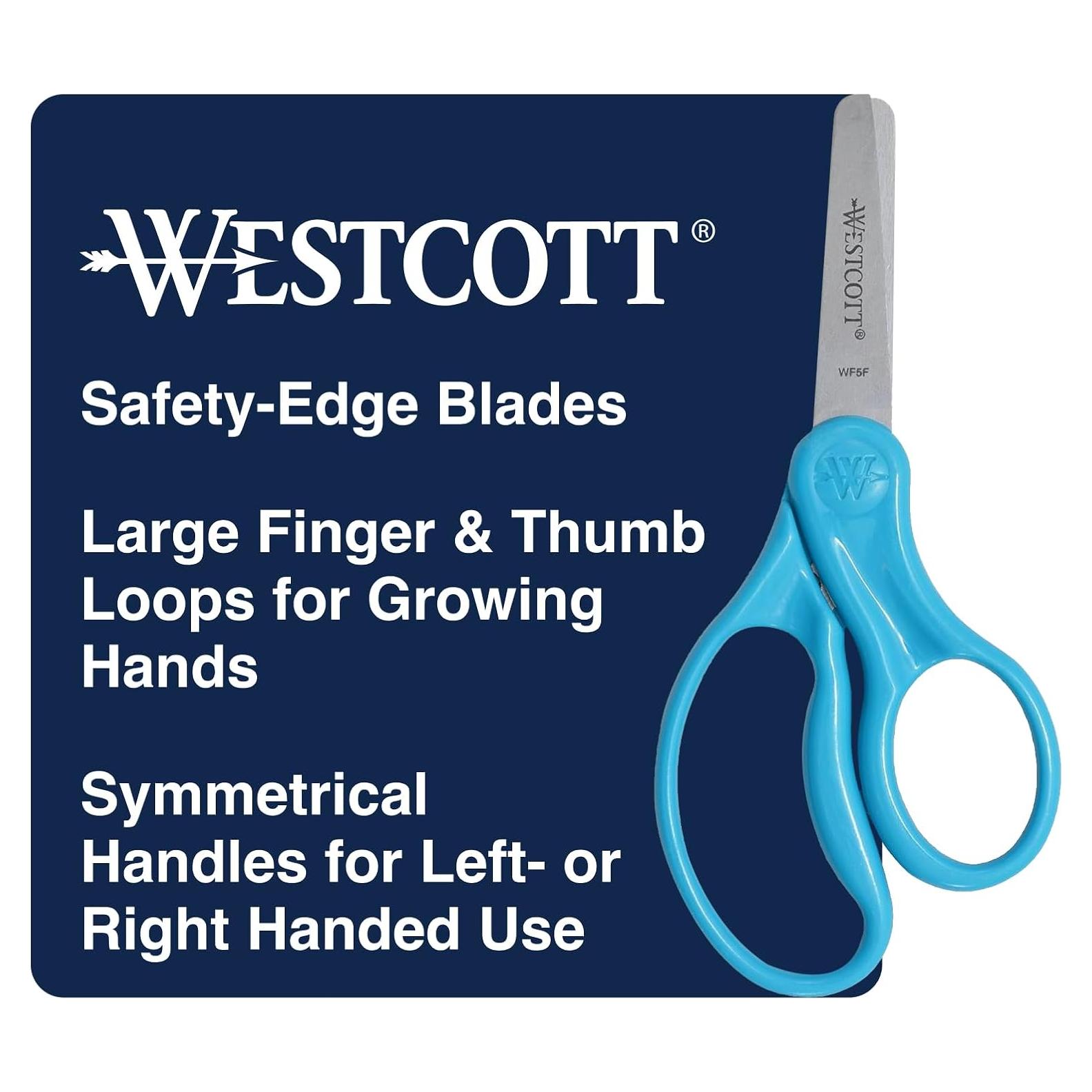 Tijeras Westcott 15968 para Niños, Punta Roma 12.7 cm Azul Neón