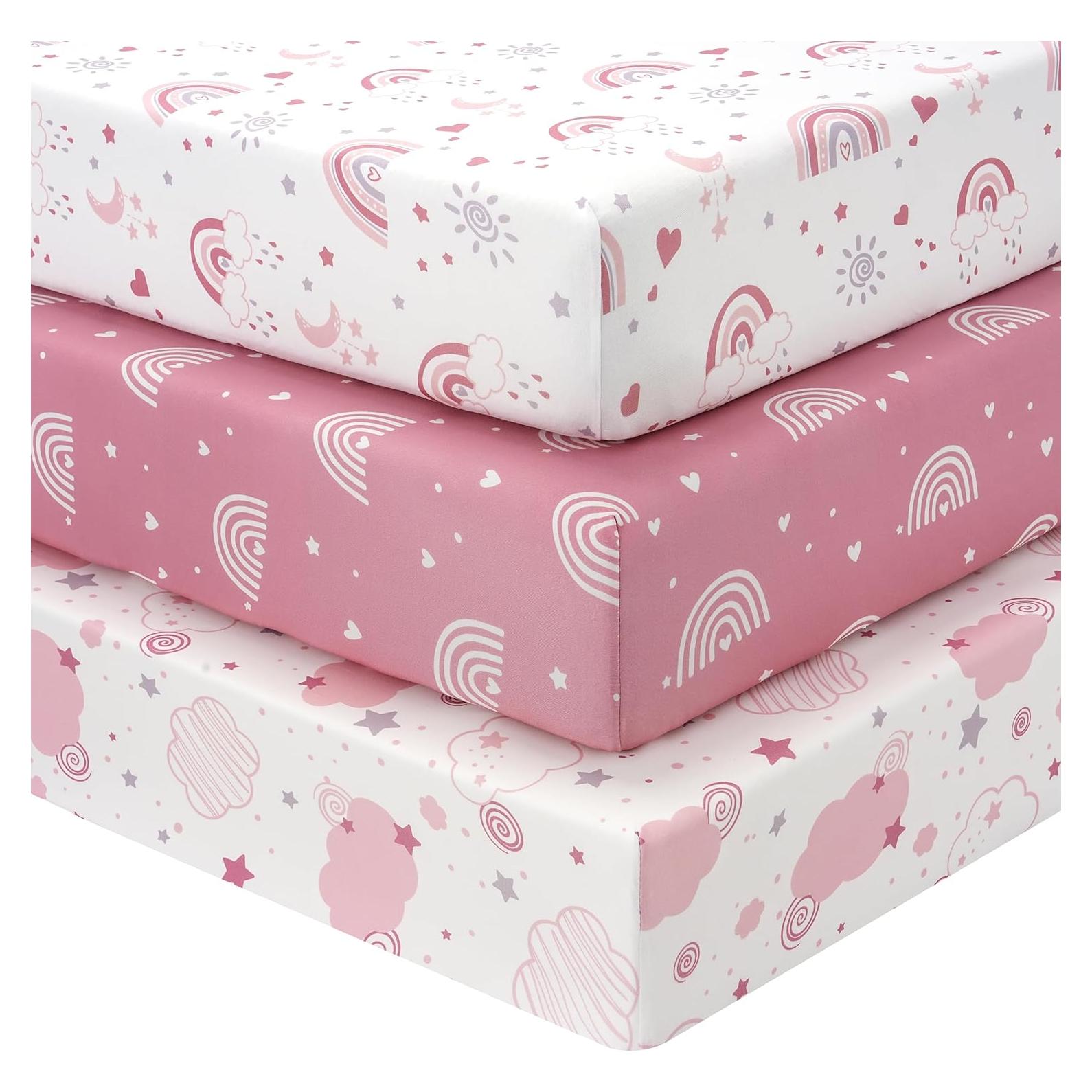 Sábanas ajustadas para cuna Fiemol 132x71 cm Rosa Arcoíris