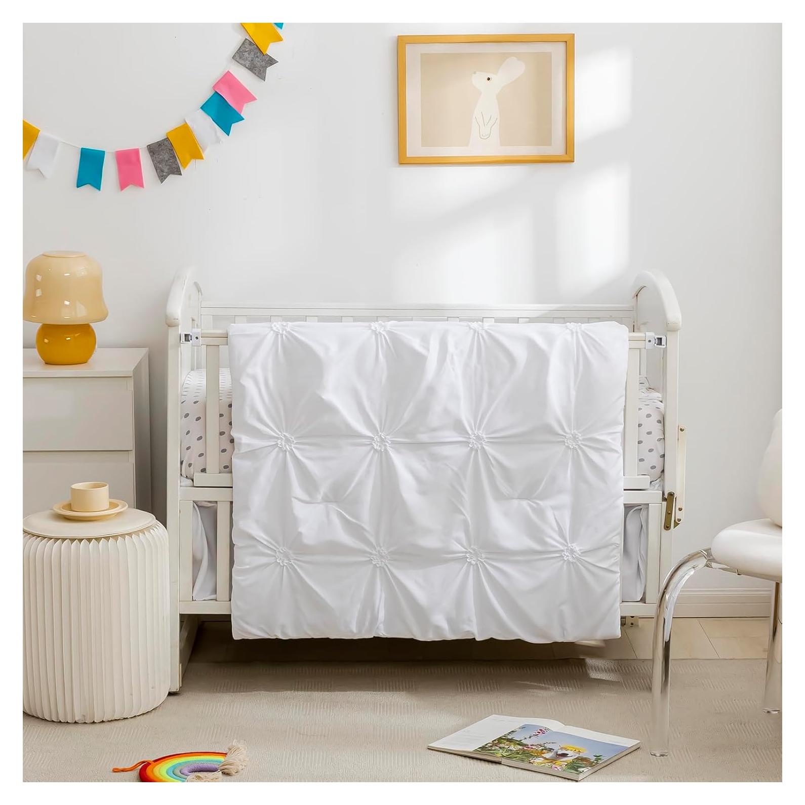 Juego de Ropa de Cuna 3 Piezas PINNKKU Blanco Geométrico