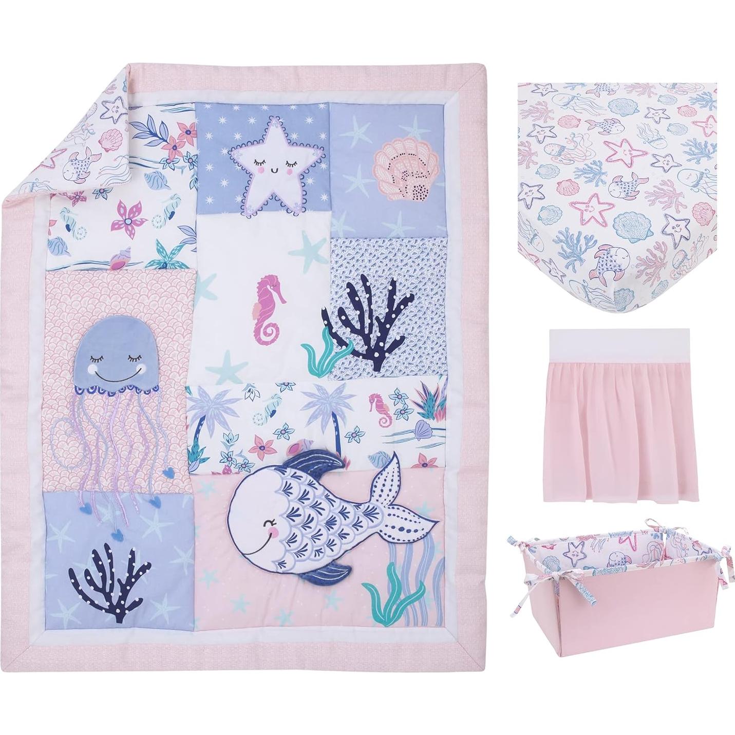 Conjunto de Ropa de Cuna NoJo Laguna de Sirena 4 Piezas