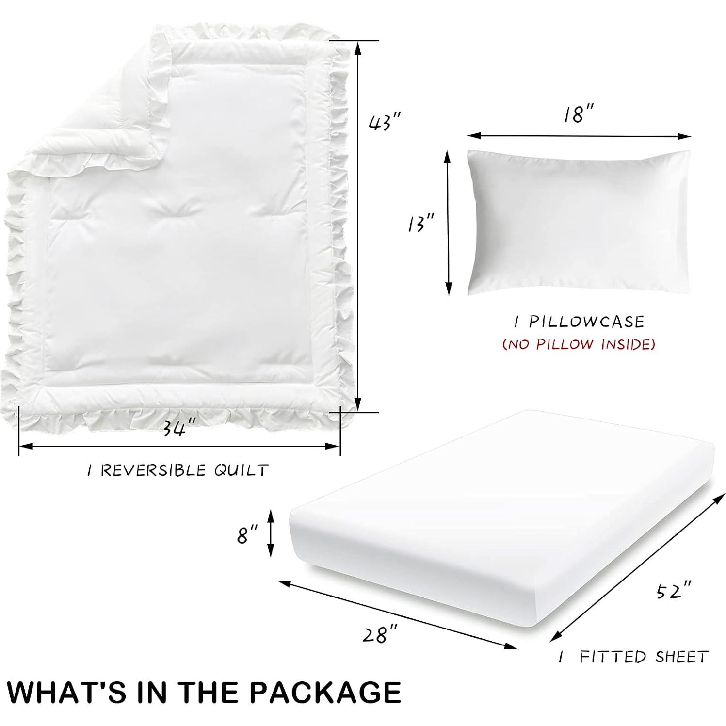 Juego de Ropa de Cuna 3 Piezas Uozzi Blanco Acolchado