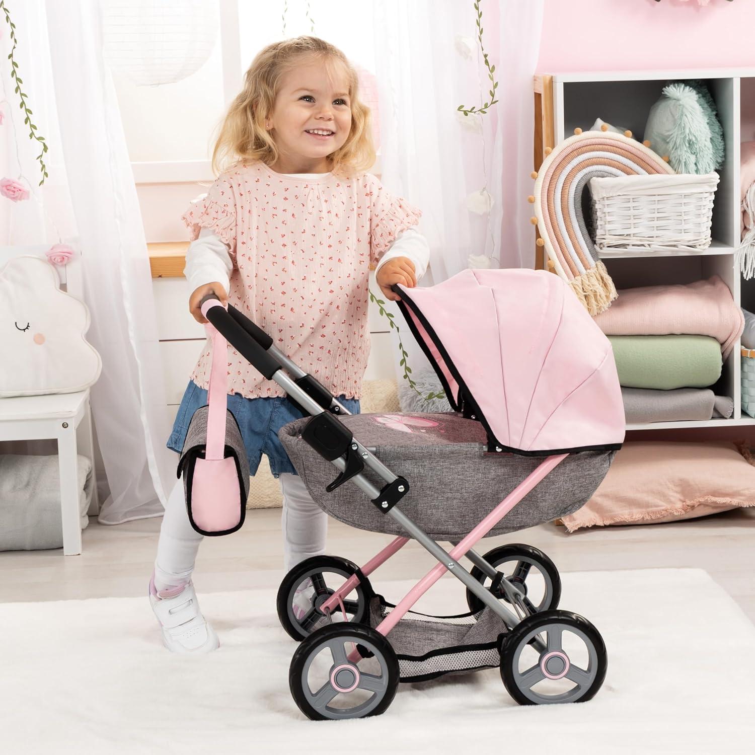 Carrito de Muñeca 4 en 1 Bayer Rosa y Gris - Hasta 45.72 cm