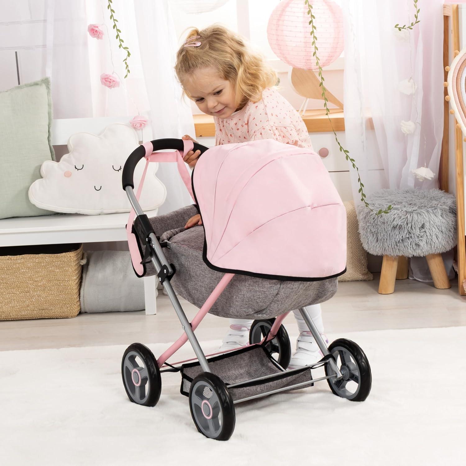 Carrito de Muñeca 4 en 1 Bayer Rosa y Gris - Hasta 45.72 cm