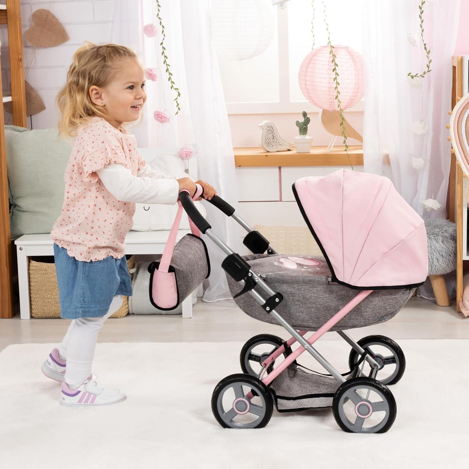 Carrito de Muñeca 4 en 1 Bayer Rosa y Gris - Hasta 45.72 cm