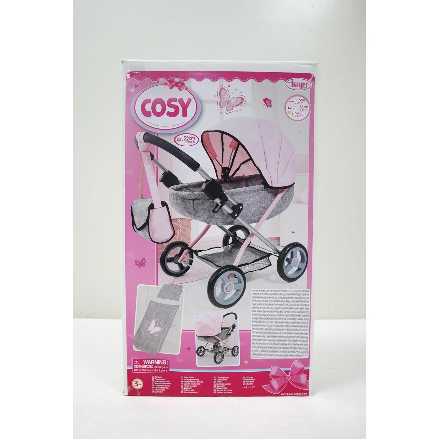 Carrito de Muñeca 4 en 1 Bayer Rosa y Gris - Hasta 45.72 cm