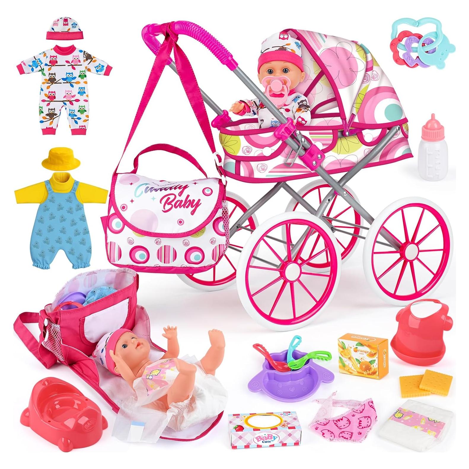Juego de Carrito de Muñeca Dreamon con Muñeca 31.75 cm