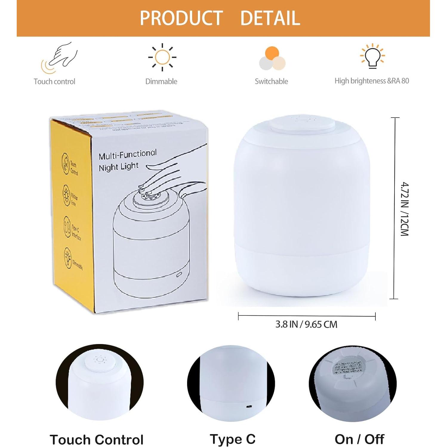 Luz Nocturna Táctil Deogos 2 Pack Regulable USB 12cm