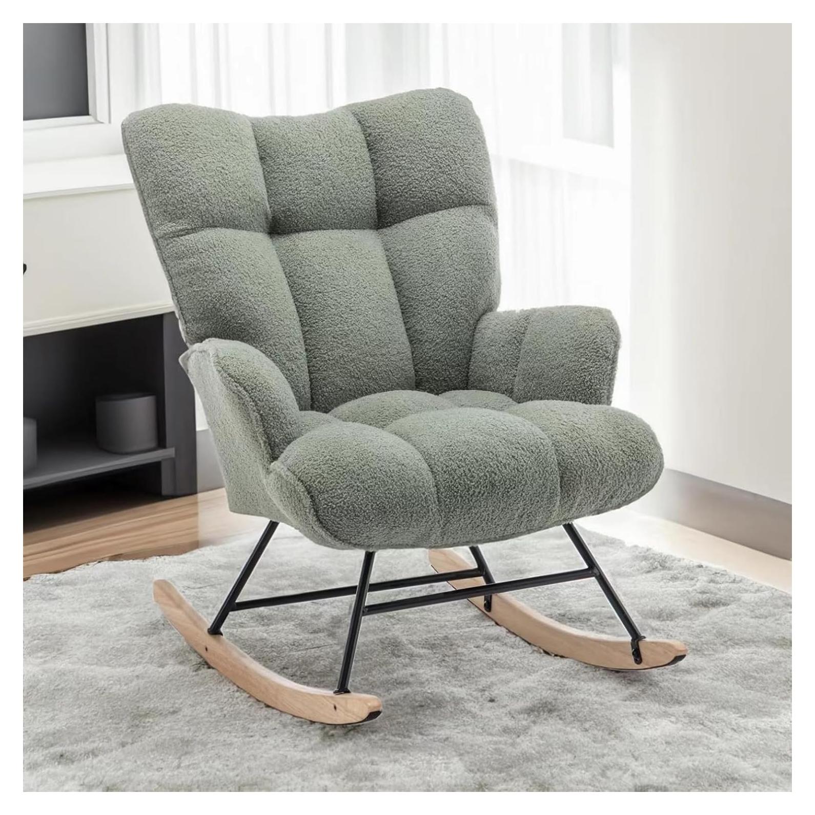Silla Mecedora AUNEKIV Verde Acolchada Ergonómica para Adultos